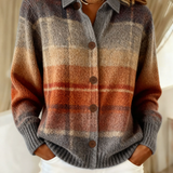 Edith | Knitted Autumn Ombre Plaid Cardigan