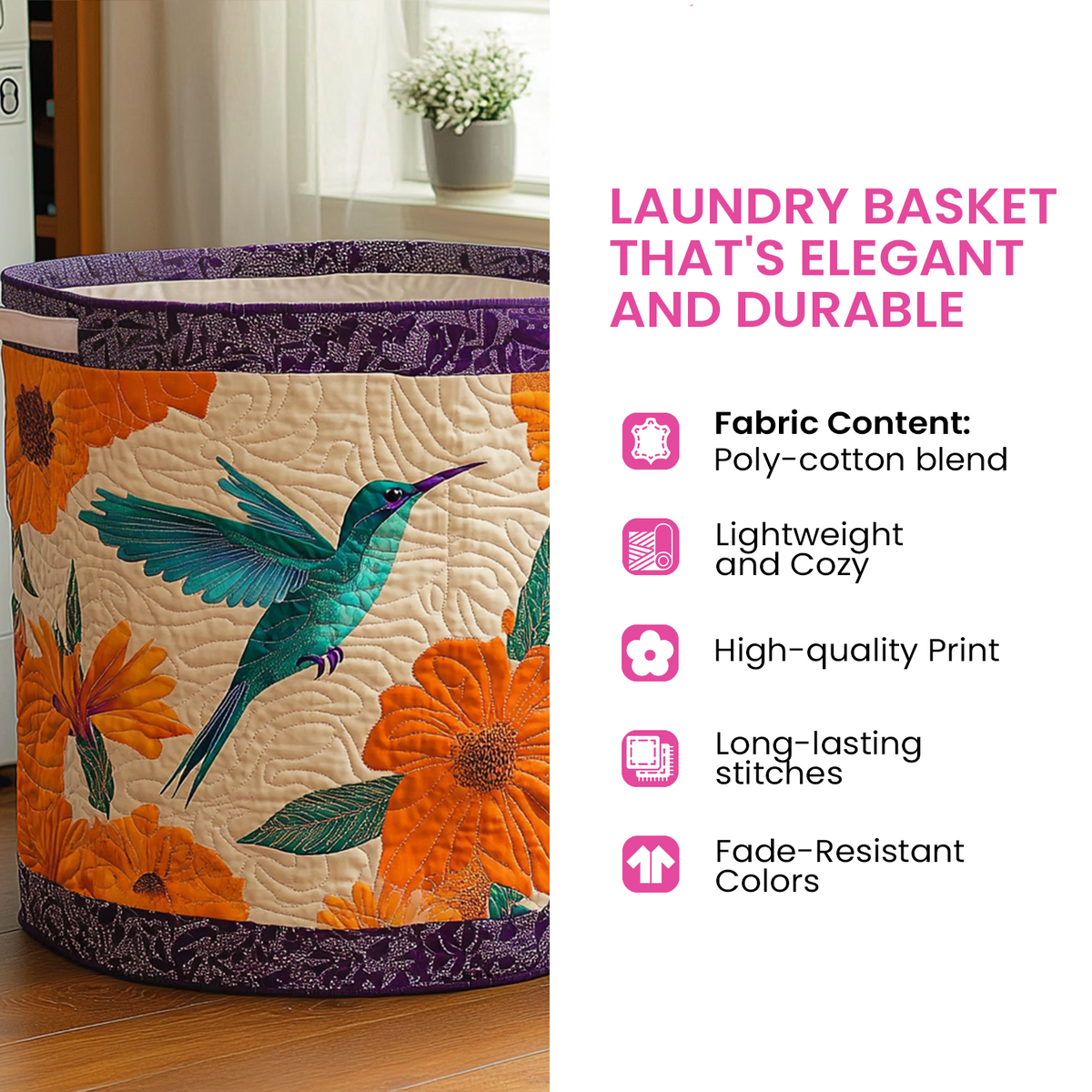Forest | Quilted Laundry Basket with Canvas Handles
