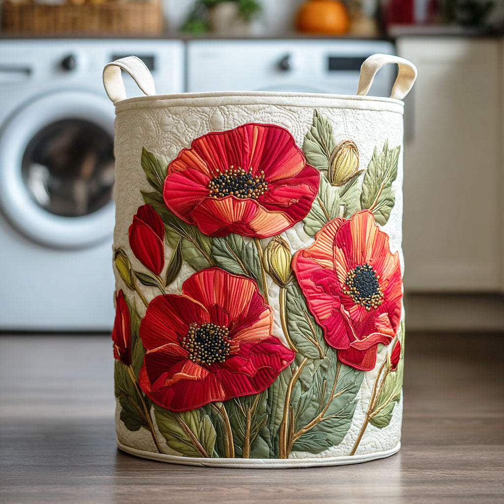 Scarlet Poppy Dream | Quilted Laundry Basket