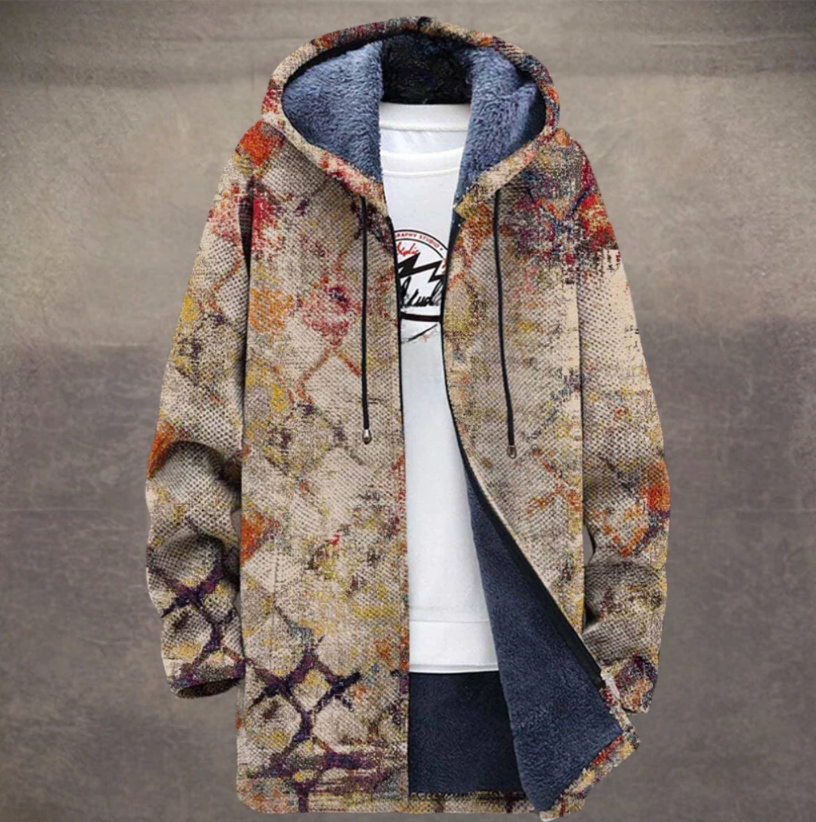 Aurelia | Bohemian Art Print Coat with Fleece Lining