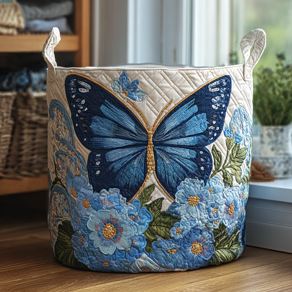 Serene Flutter | Quilted Laundry Basket