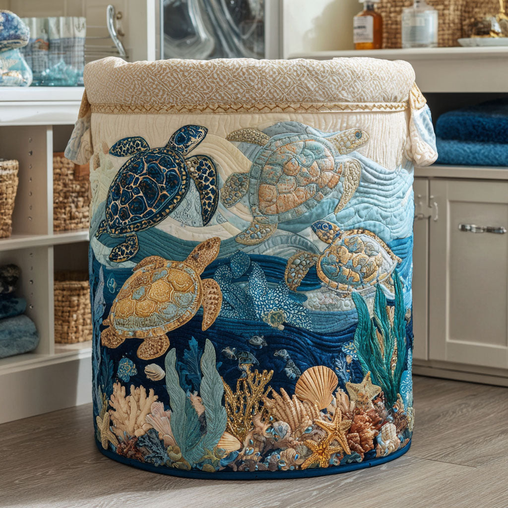Shell Shine | Quilted Laundry Basket