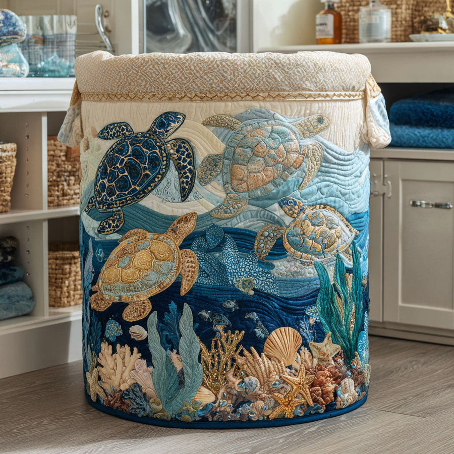 Shell Shine | Quilted Laundry Basket