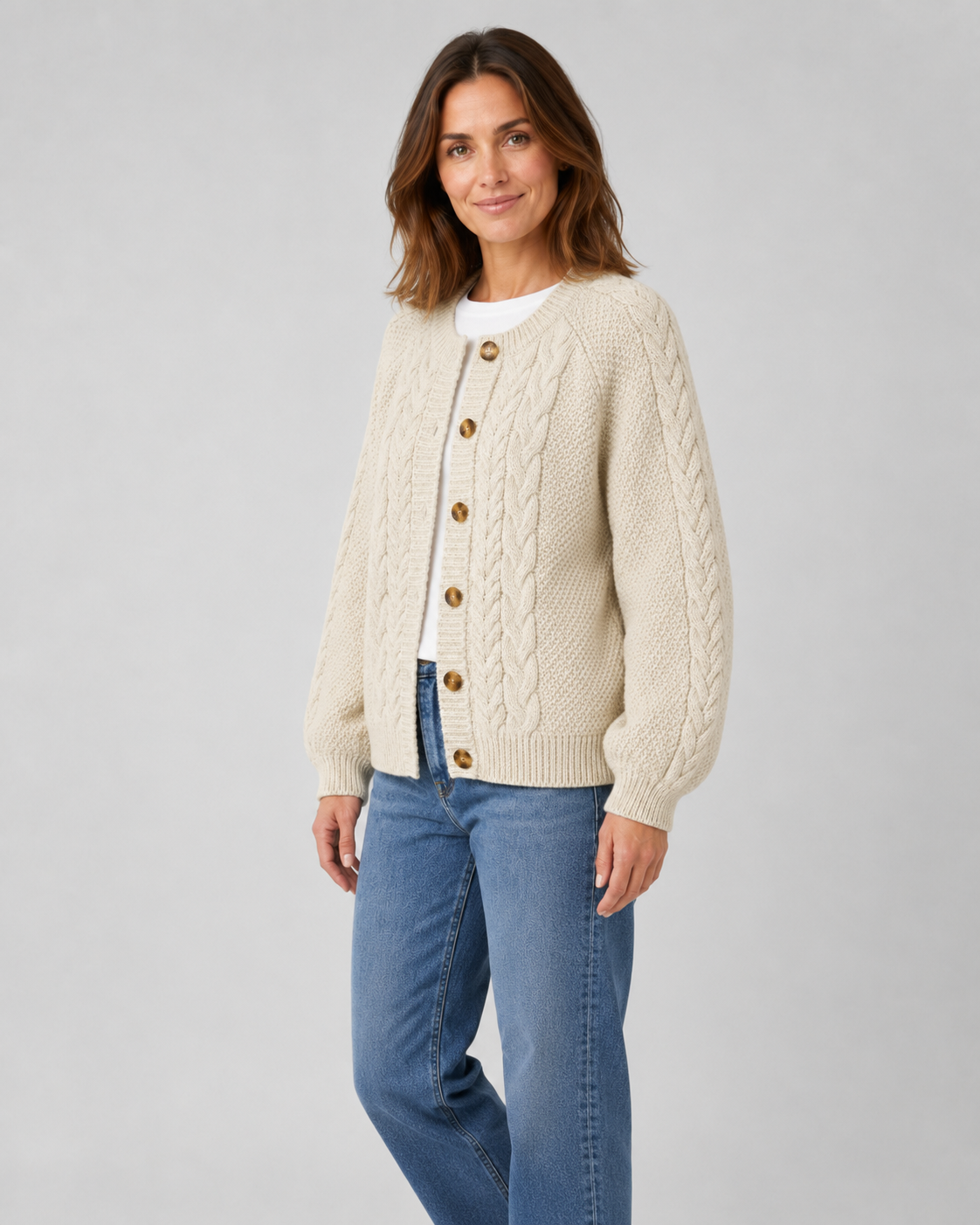 CABLE KNIT | BUTTON FRONT CARDIGAN FOR WOMEN