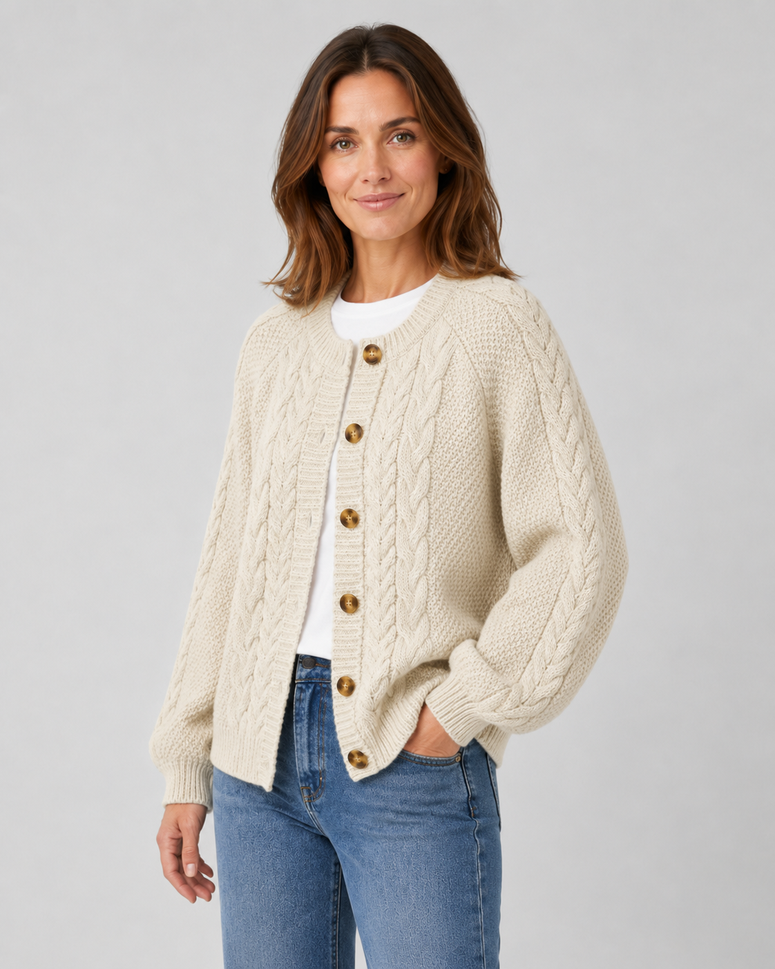 CABLE KNIT | BUTTON FRONT CARDIGAN FOR WOMEN