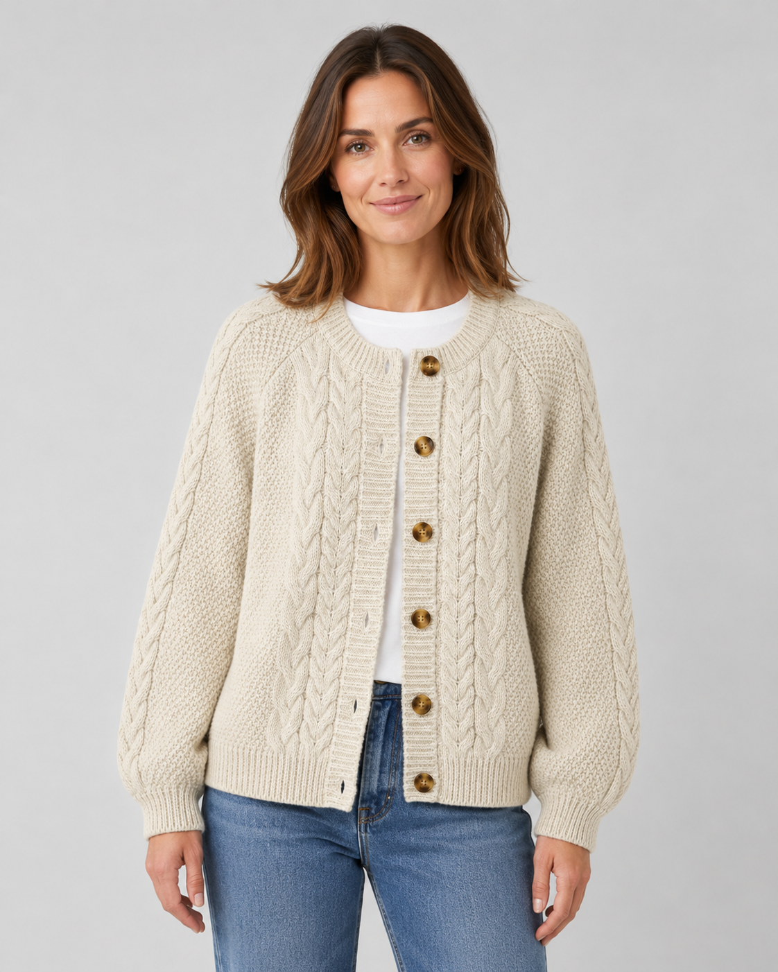 CABLE KNIT | BUTTON FRONT CARDIGAN FOR WOMEN