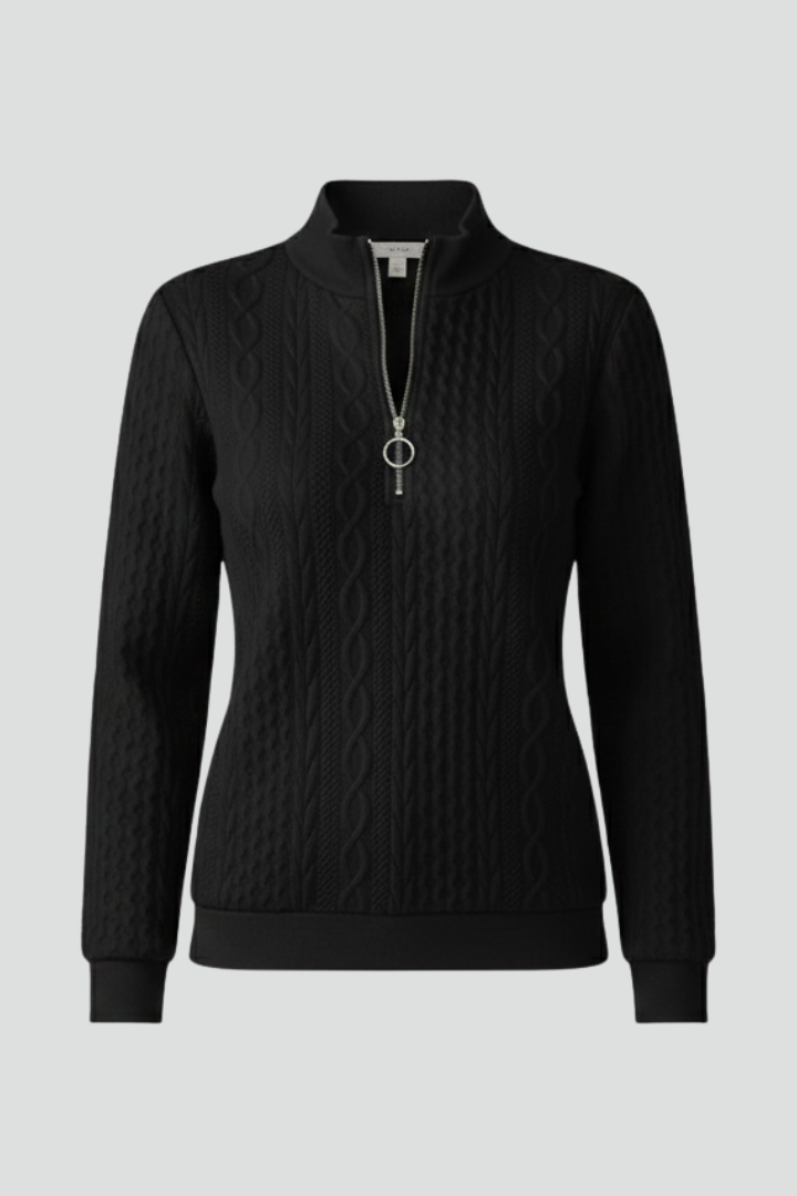 CABLE | ZIP-NECK KNIT SWEATER FOR WOMEN