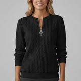 CABLE | ZIP-NECK KNIT SWEATER FOR WOMEN