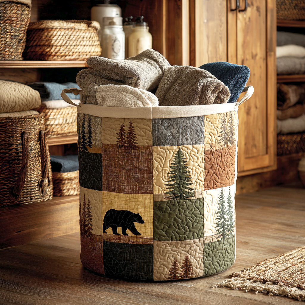 Woodland Patch | Quilted Laundry Basket
