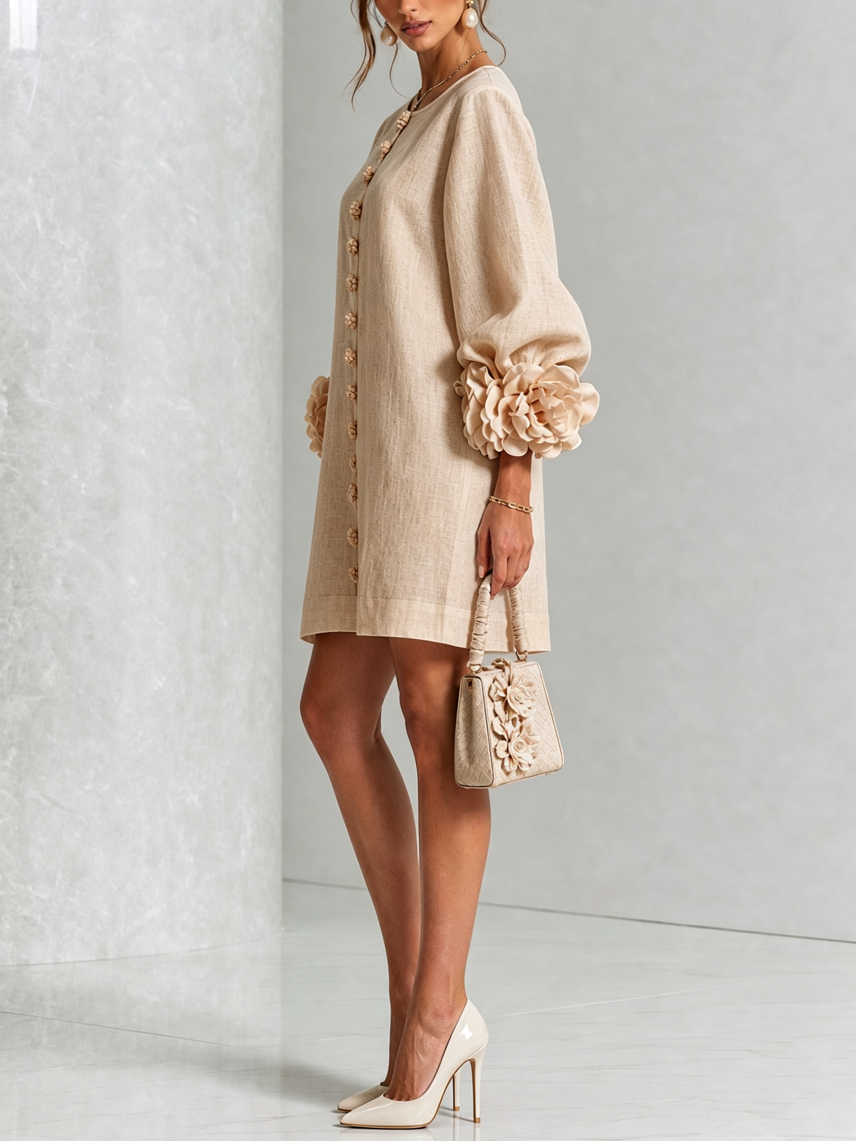 ROSALIE | FLORAL BUTTON MINI DRESS FOR WOMEN