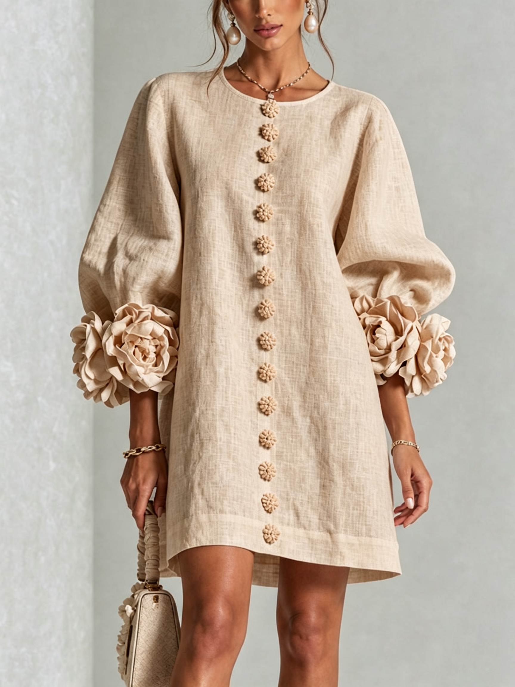 ROSALIE | FLORAL BUTTON MINI DRESS FOR WOMEN