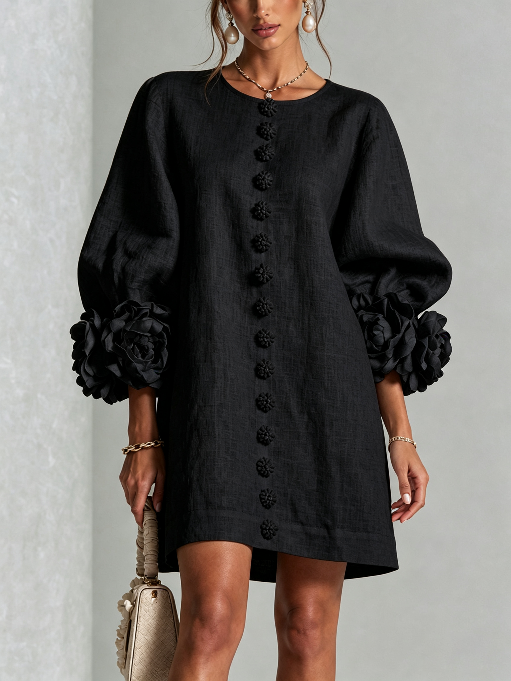 ROSALIE | FLORAL BUTTON MINI DRESS FOR WOMEN