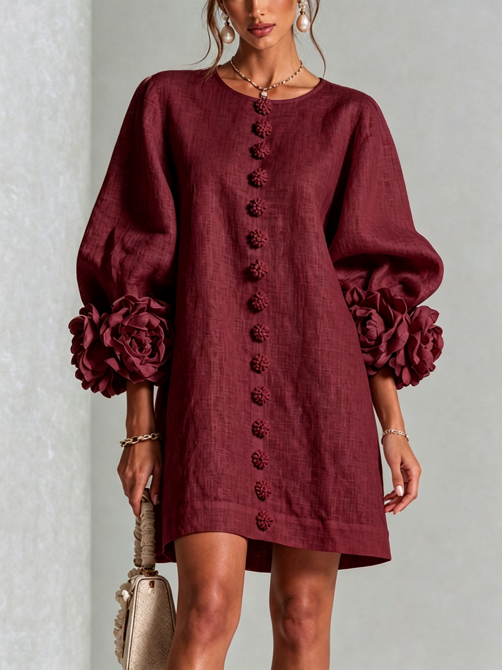 ROSALIE | FLORAL BUTTON MINI DRESS FOR WOMEN