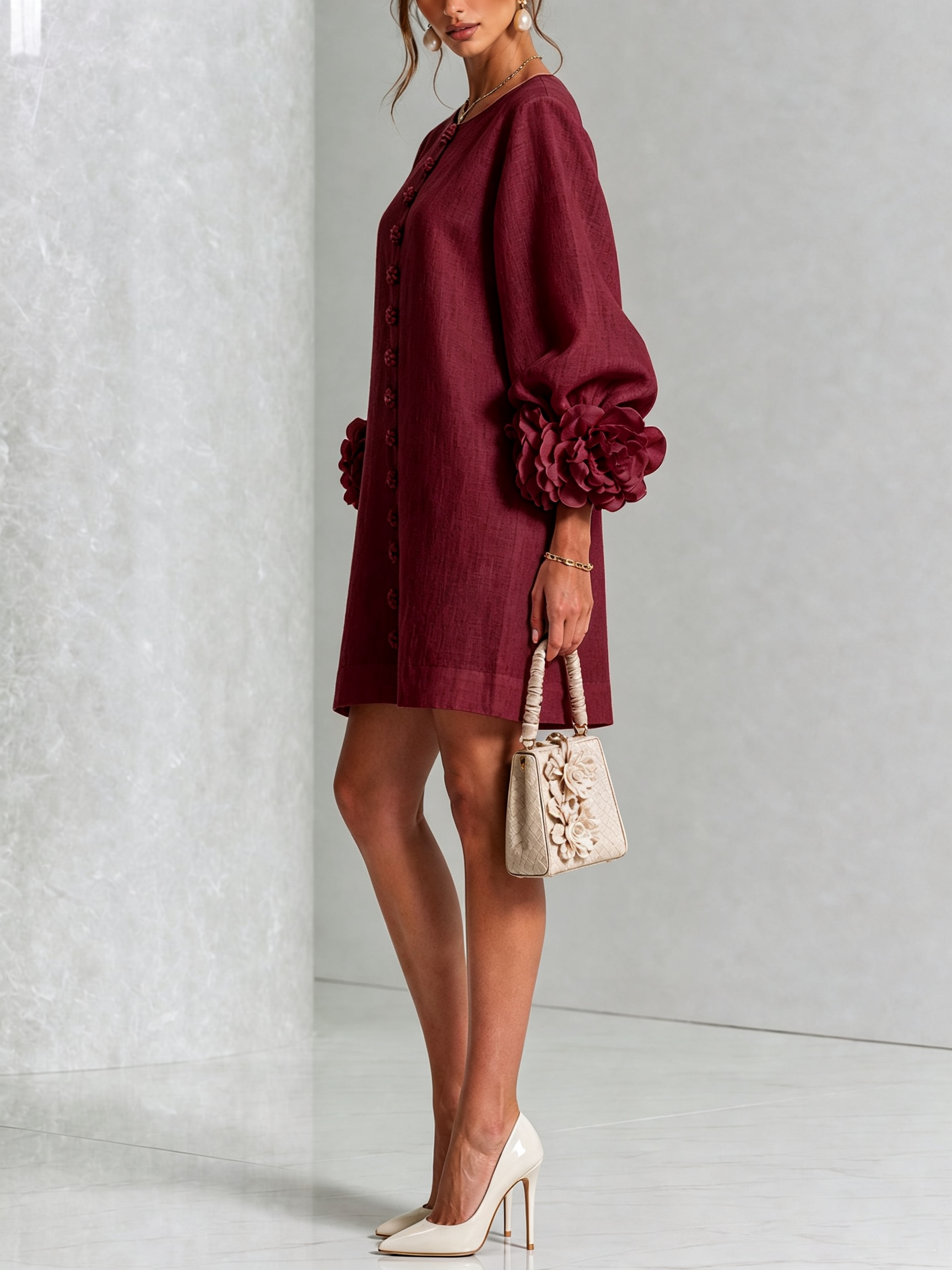 ROSALIE | FLORAL BUTTON MINI DRESS FOR WOMEN