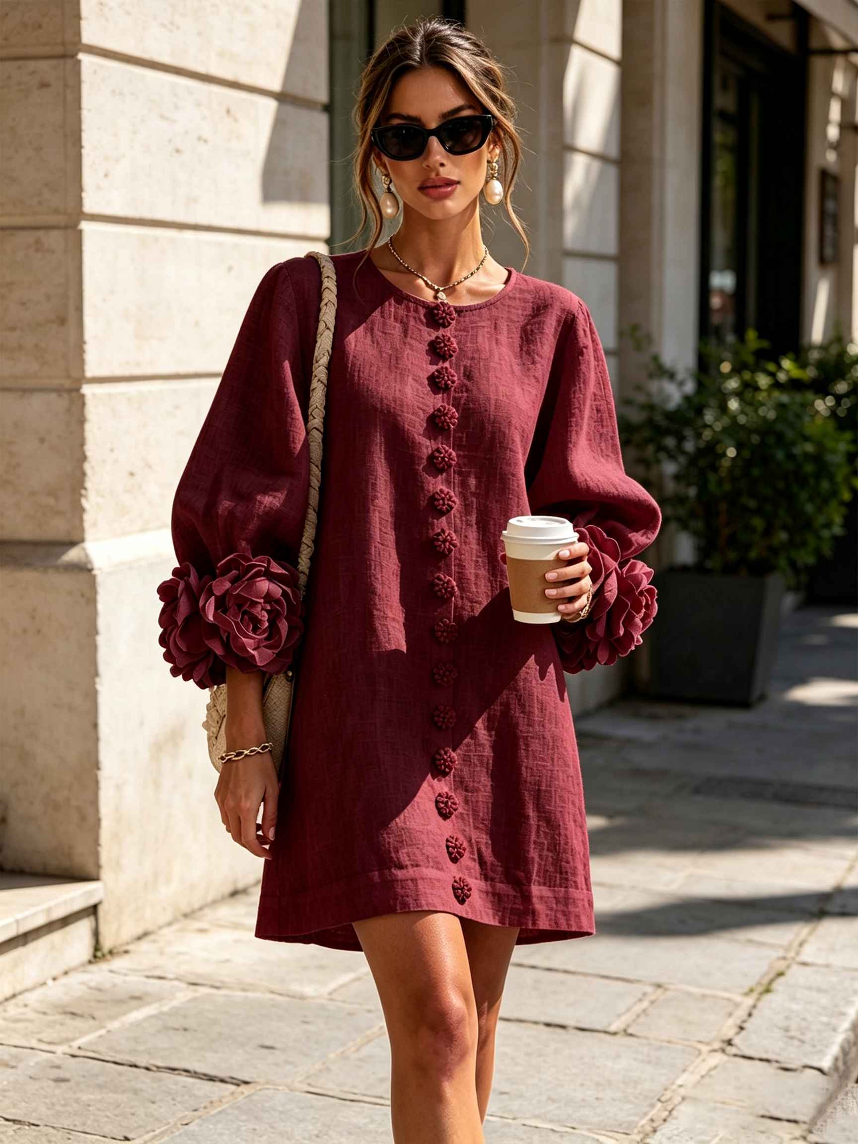 ROSALIE | FLORAL BUTTON MINI DRESS FOR WOMEN