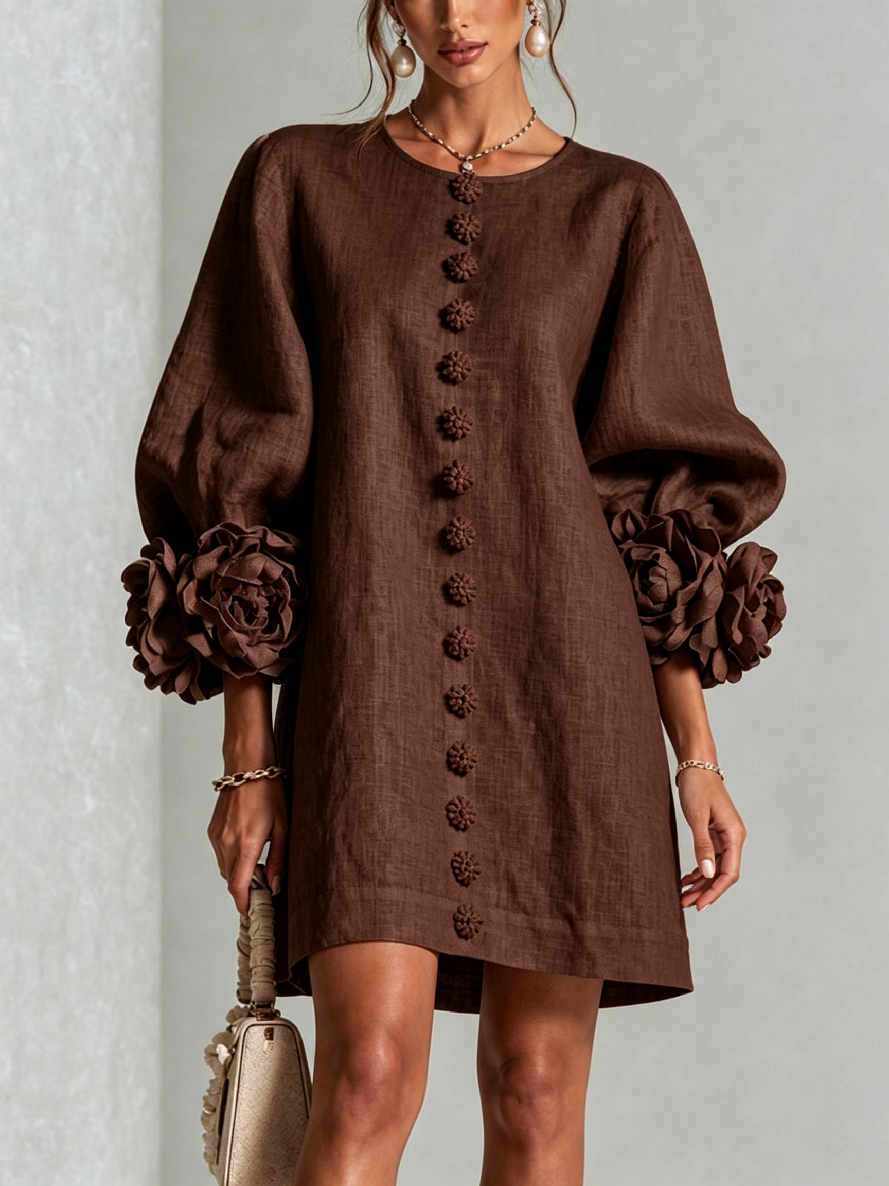 ROSALIE | FLORAL BUTTON MINI DRESS FOR WOMEN