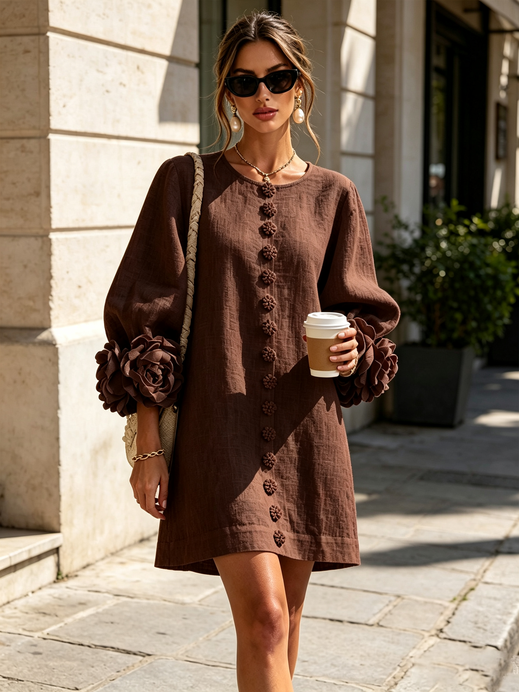 ROSALIE | FLORAL BUTTON MINI DRESS FOR WOMEN