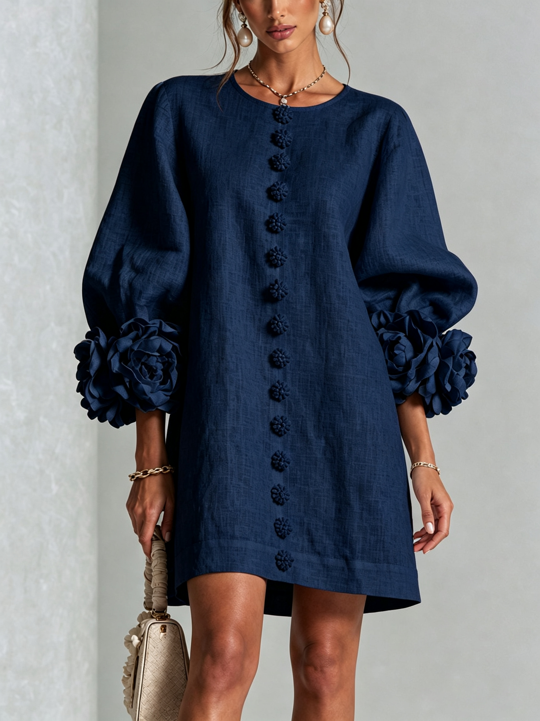 ROSALIE | FLORAL BUTTON MINI DRESS FOR WOMEN