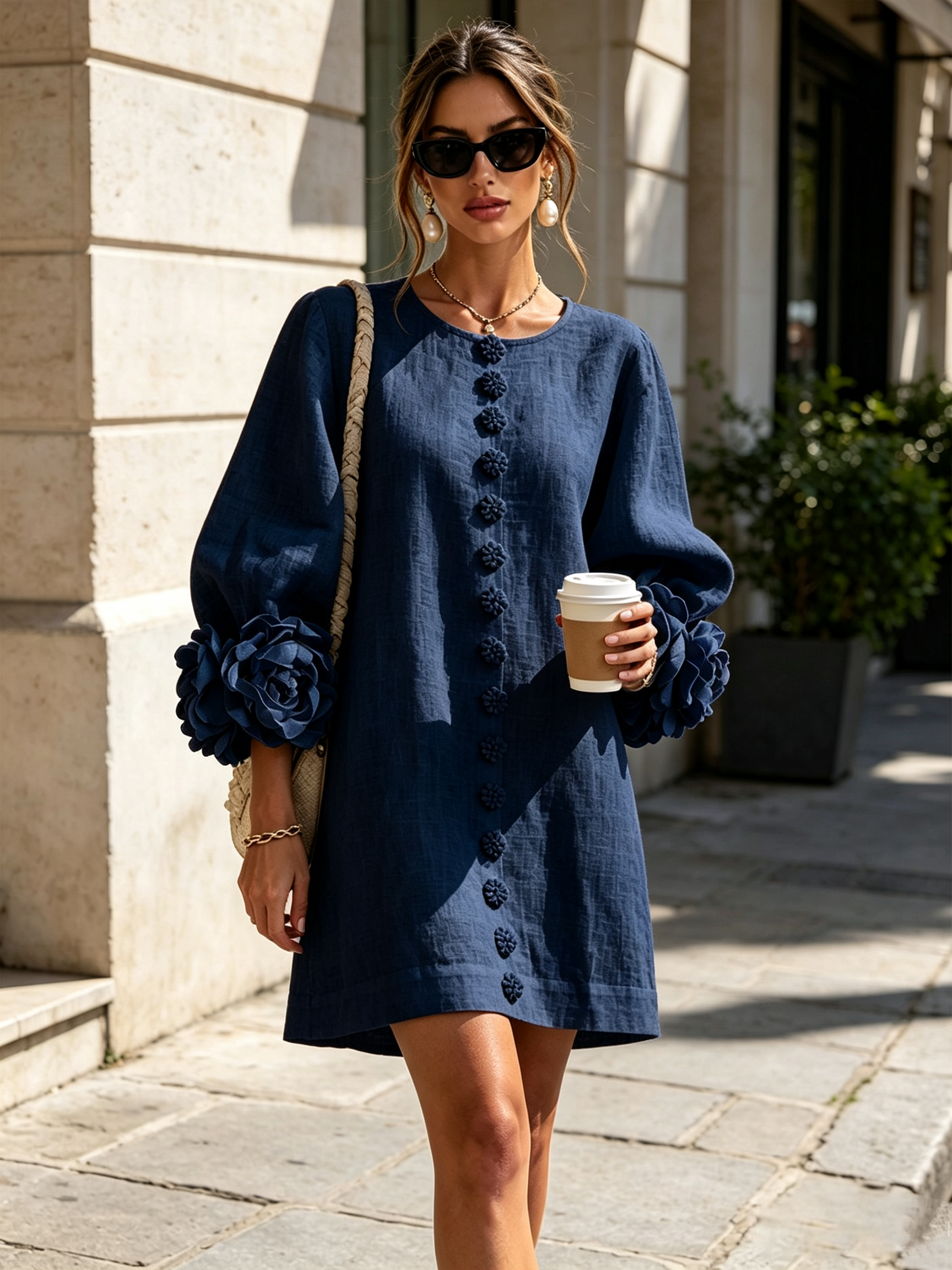 ROSALIE | FLORAL BUTTON MINI DRESS FOR WOMEN