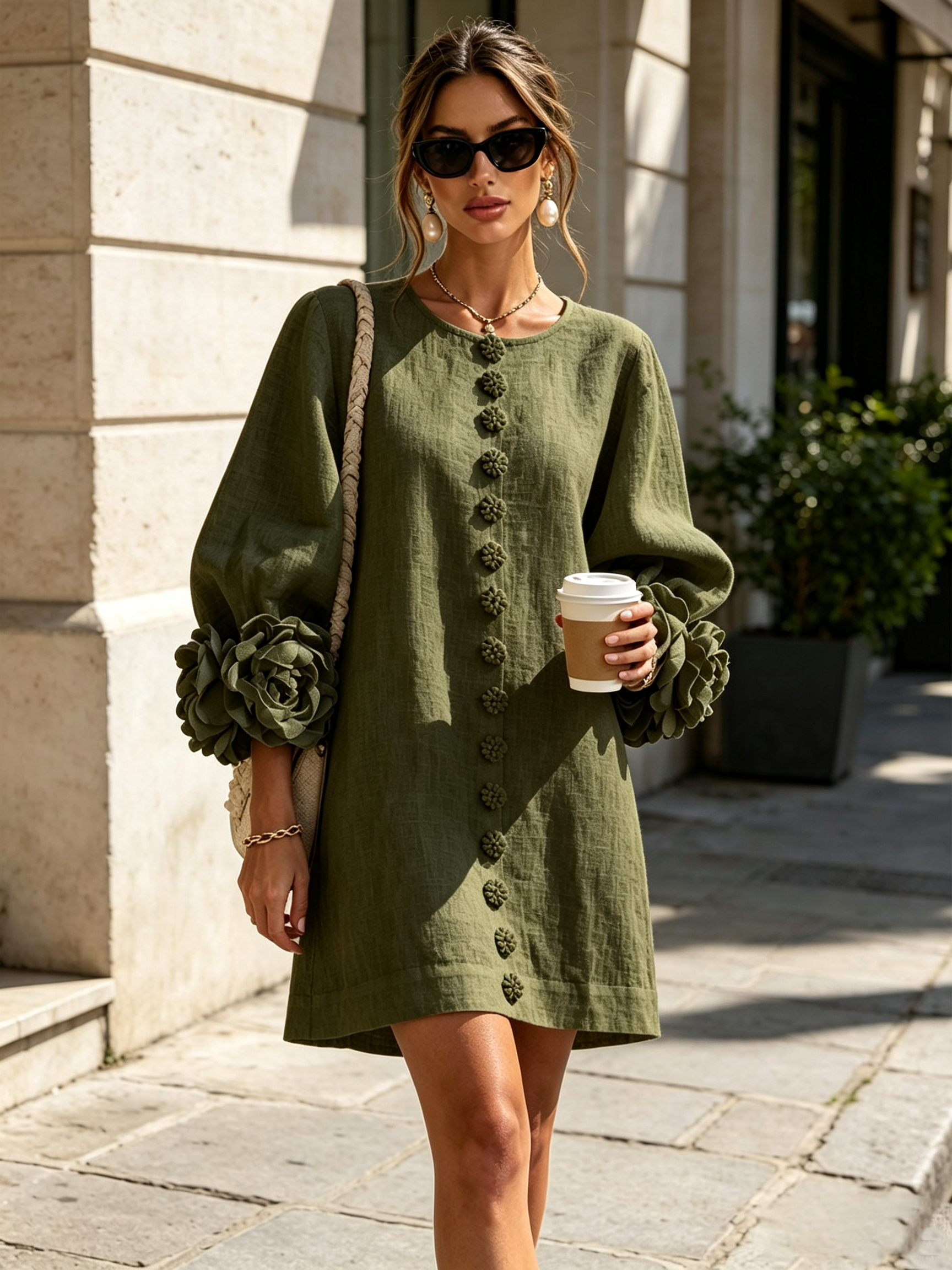ROSALIE | FLORAL BUTTON MINI DRESS FOR WOMEN