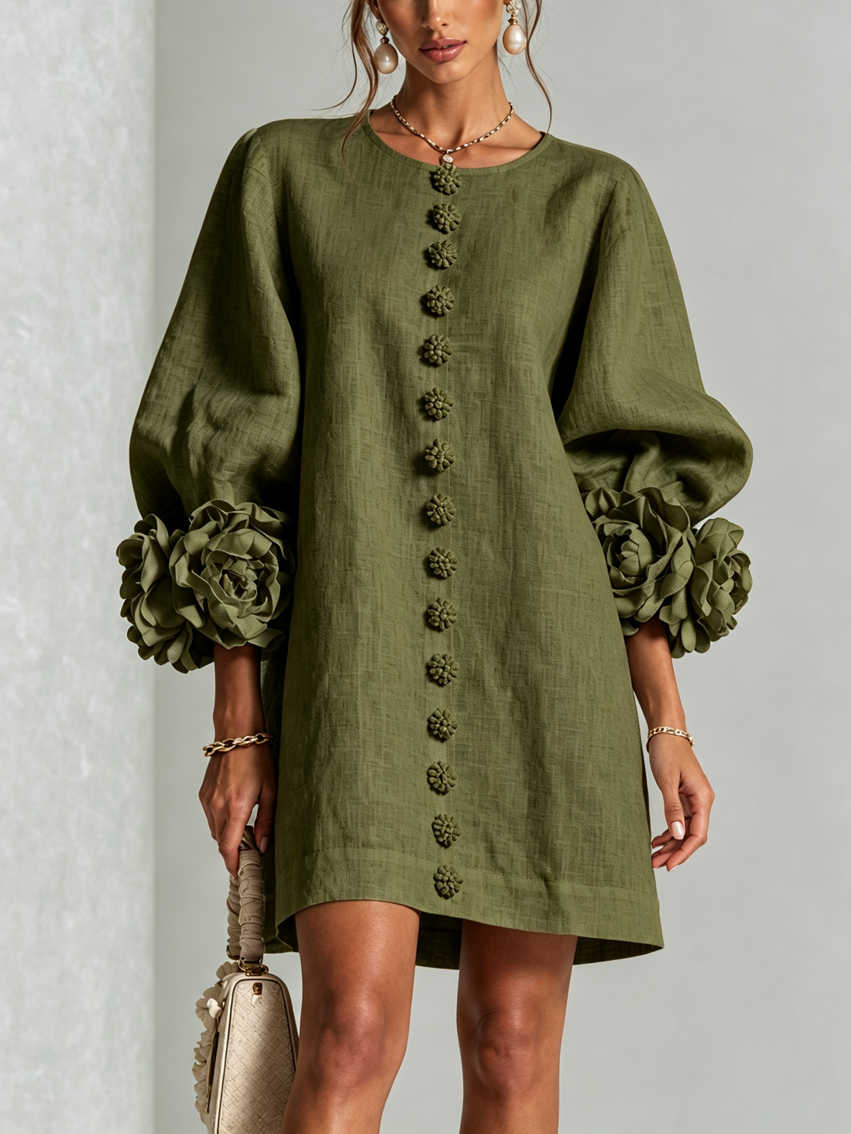 ROSALIE | FLORAL BUTTON MINI DRESS FOR WOMEN