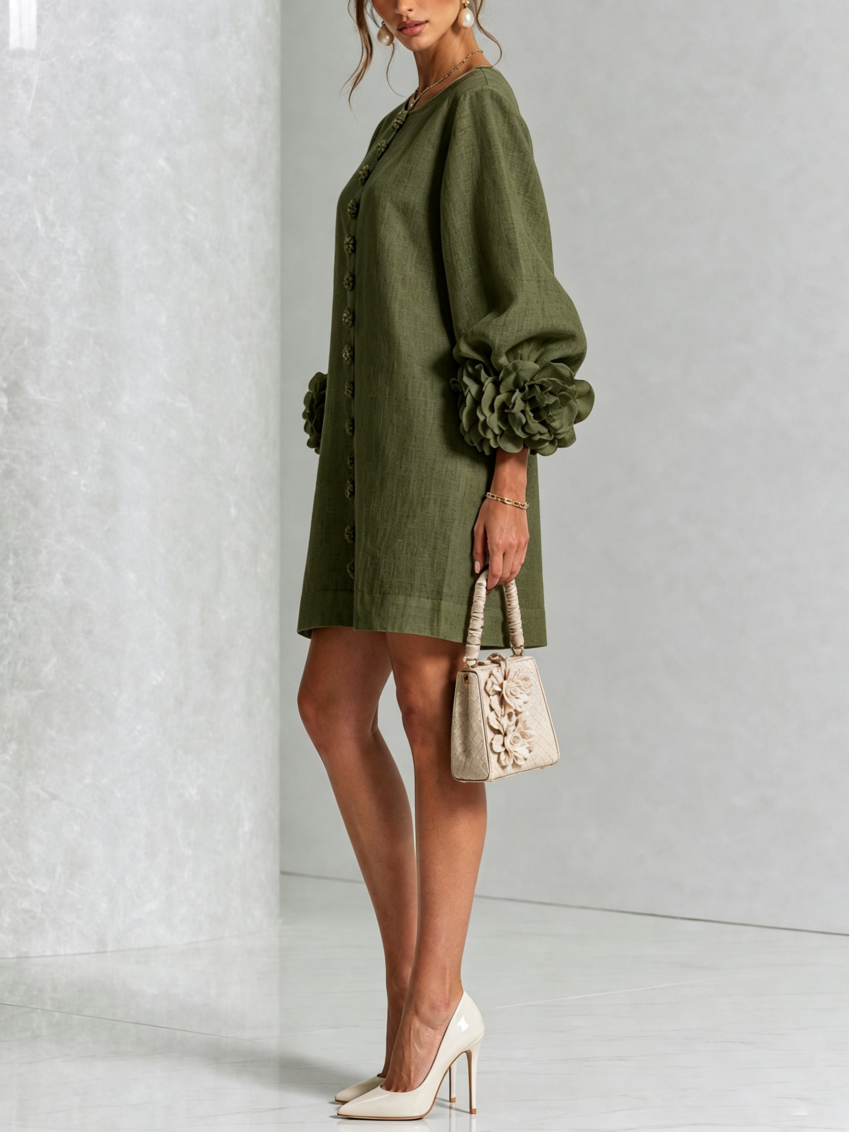 ROSALIE | FLORAL BUTTON MINI DRESS FOR WOMEN