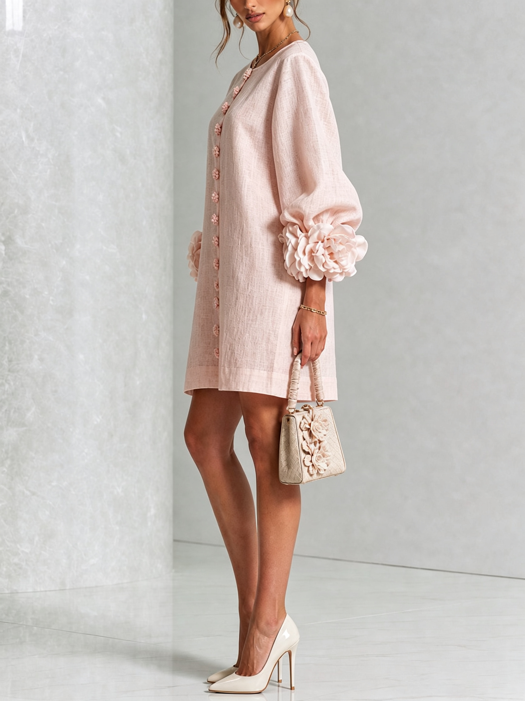ROSALIE | FLORAL BUTTON MINI DRESS FOR WOMEN