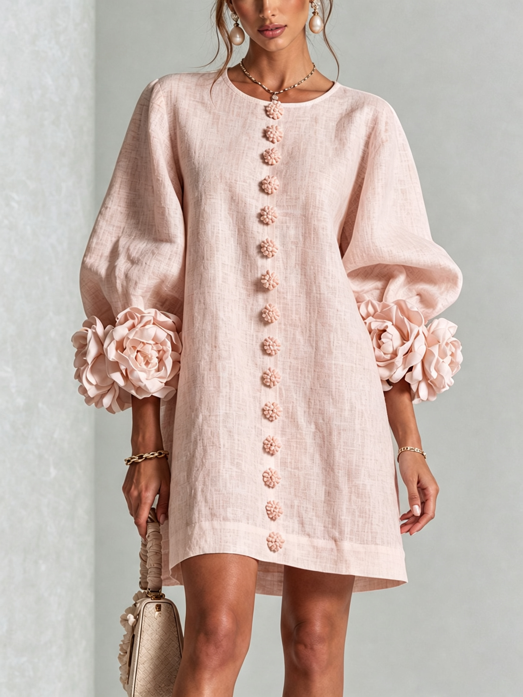 ROSALIE | FLORAL BUTTON MINI DRESS FOR WOMEN