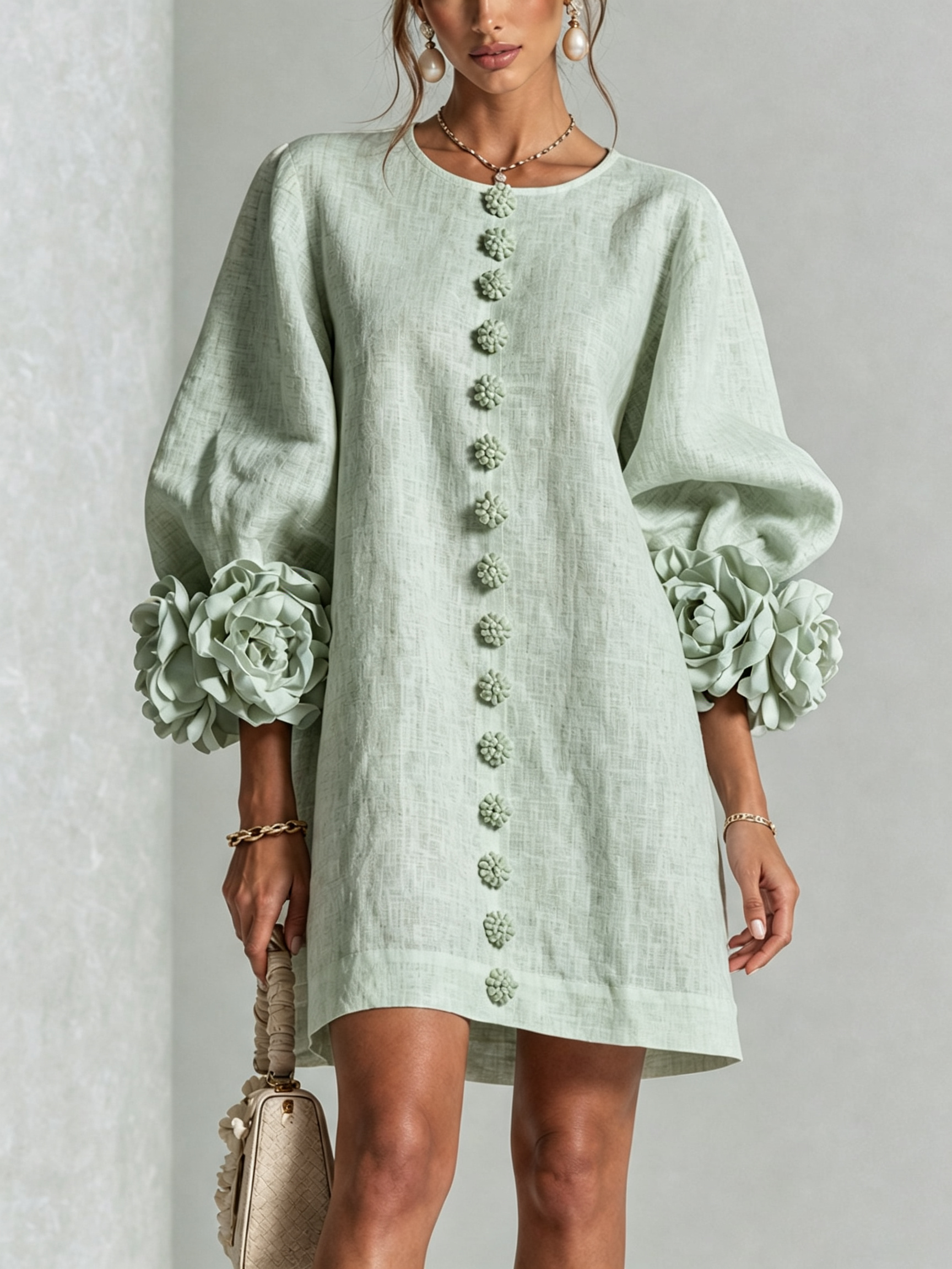 ROSALIE | FLORAL BUTTON MINI DRESS FOR WOMEN