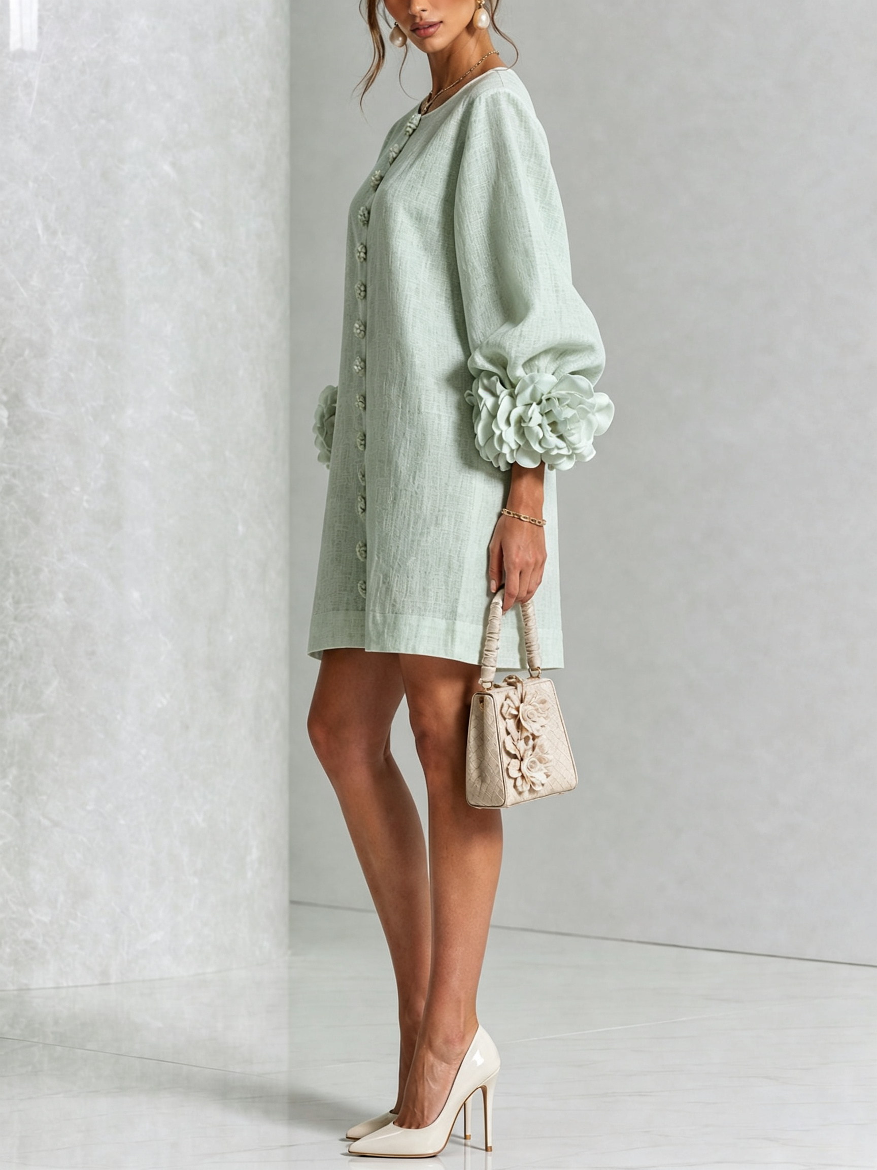 ROSALIE | FLORAL BUTTON MINI DRESS FOR WOMEN