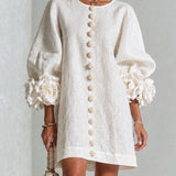 ROSALIE | FLORAL BUTTON MINI DRESS FOR WOMEN