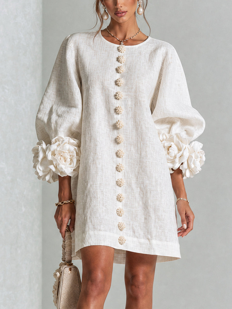 ROSALIE | FLORAL BUTTON MINI DRESS FOR WOMEN