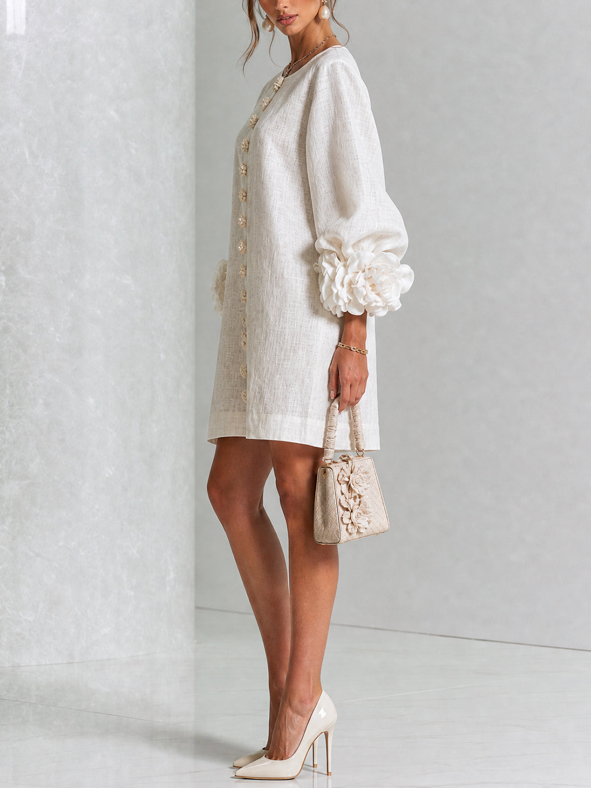 ROSALIE | FLORAL BUTTON MINI DRESS FOR WOMEN