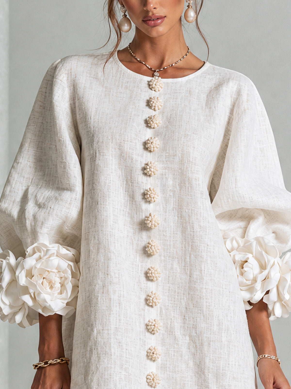 ROSALIE | FLORAL BUTTON MINI DRESS FOR WOMEN