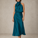 Harper | Halter Satin Evening Maxi Dress