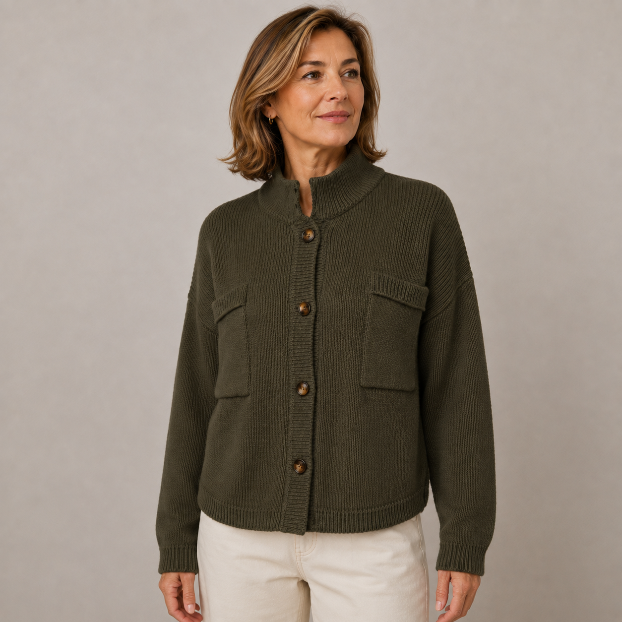 Augusta™ Stand Collar Button Cardigan