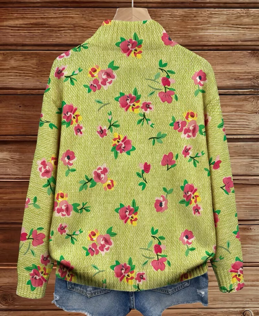 Margot | Pink Floral Zip-Up Bomber Cardigan