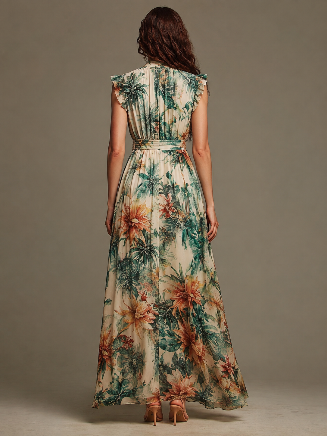 Grace | Painted Tropical Chiffon Maxi Dress