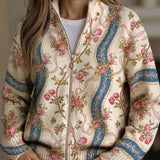 Rosalind | Climbing Rose Ribbon Zip-Up Cardigan