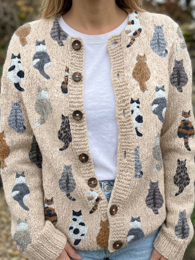Moxley™ | The Feline Motif Knit Cardigan