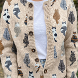 Charlotte | Cozy Cat Print Cardigan