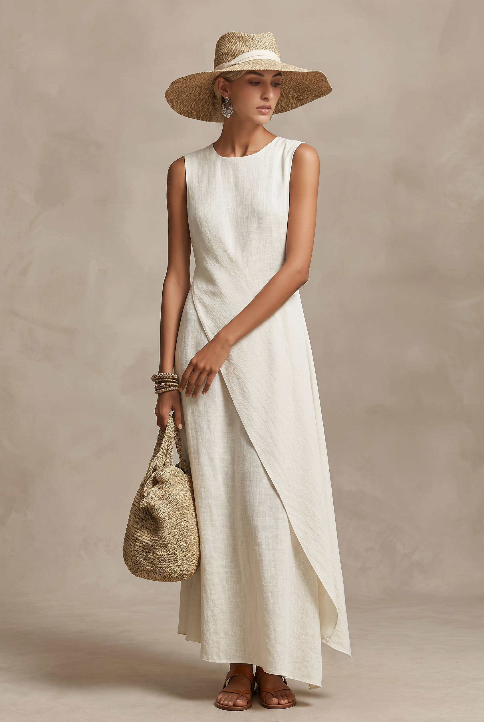 IVY | ASYMMETRIC LINEN MAXI DRESS FOR WOMEN
