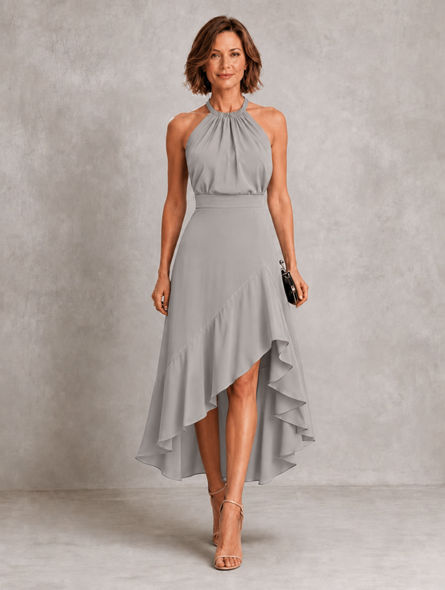Chloe | Halter Maxi Dress with Ruffle Hem