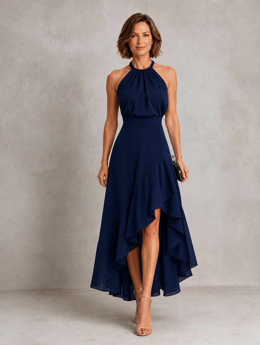 Chloe | Halter Maxi Dress with Ruffle Hem