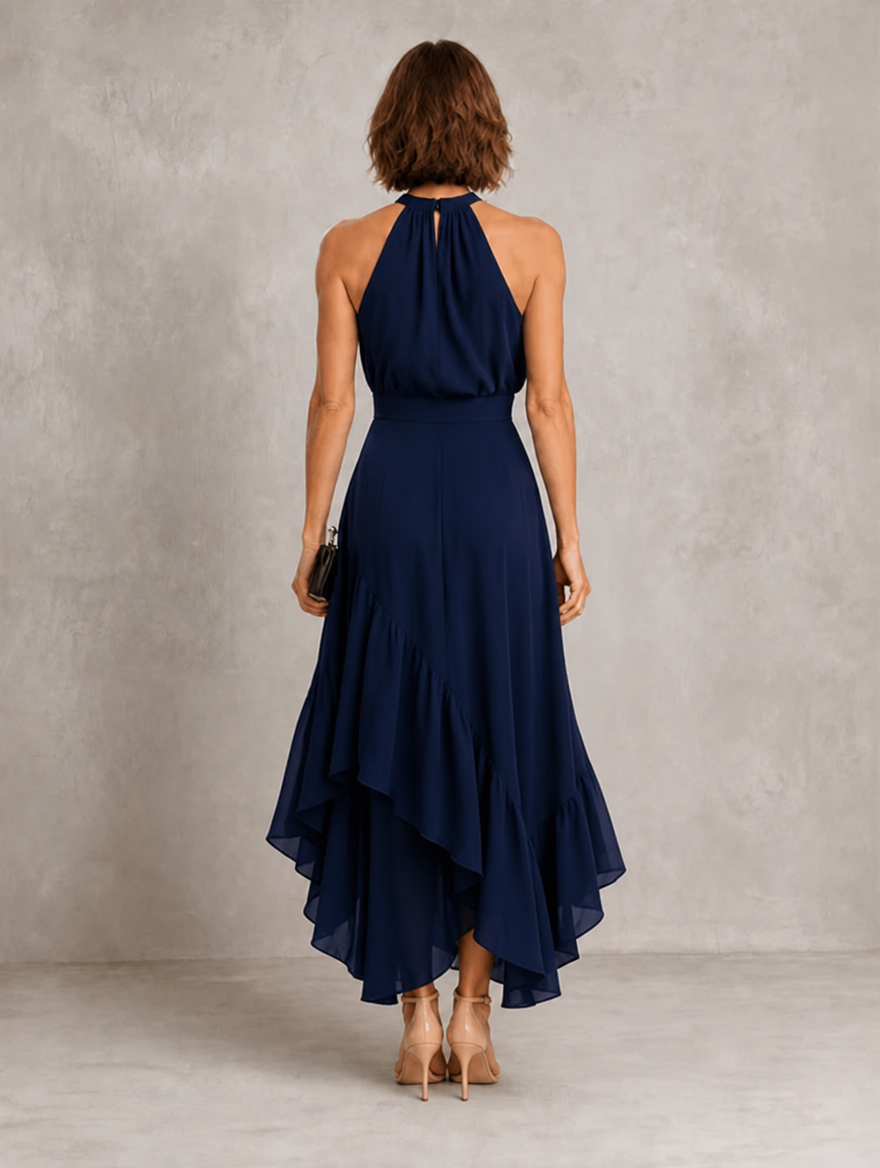 Chloe | Halter Maxi Dress with Ruffle Hem