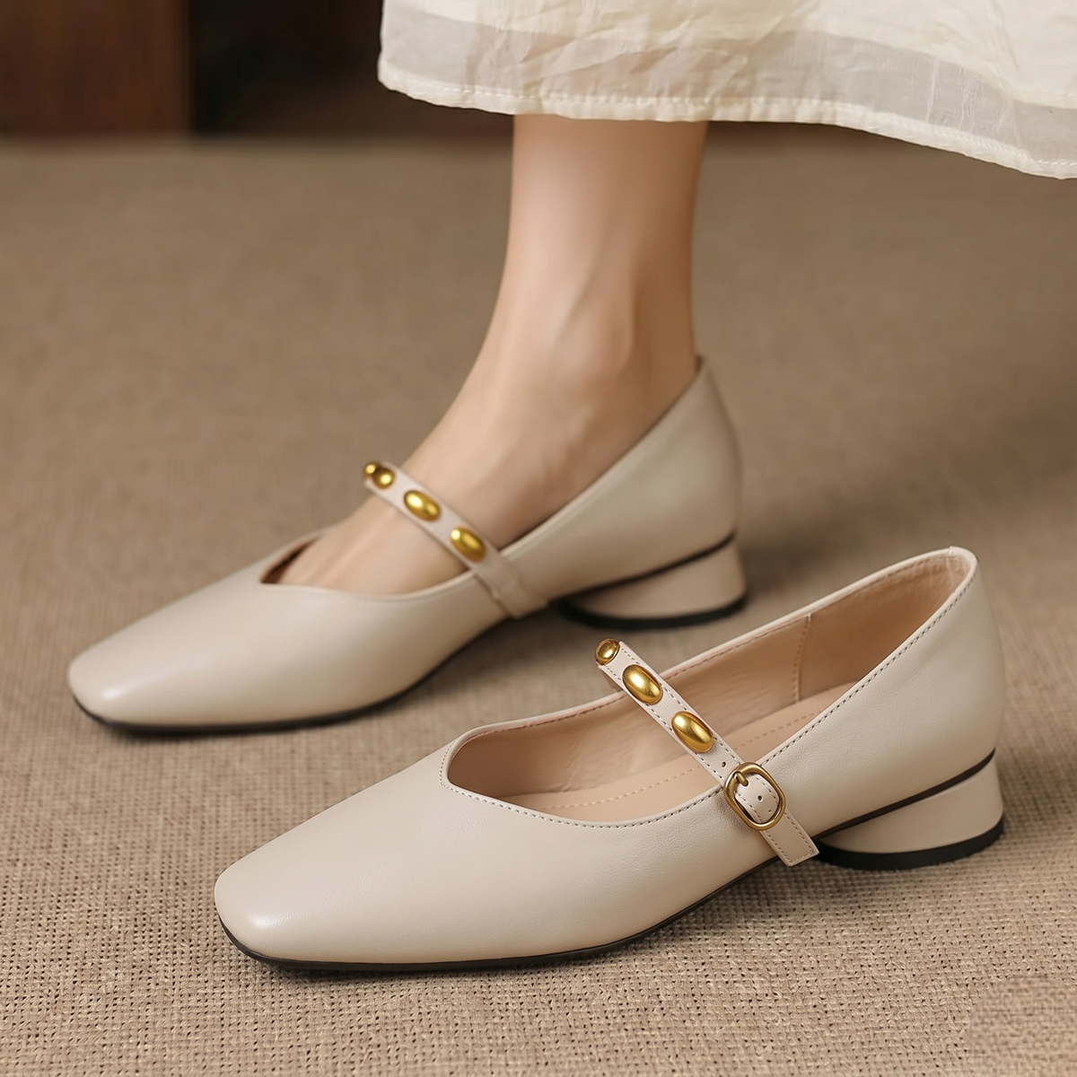 Zyra | Genuine Leather Mary Jane Flats