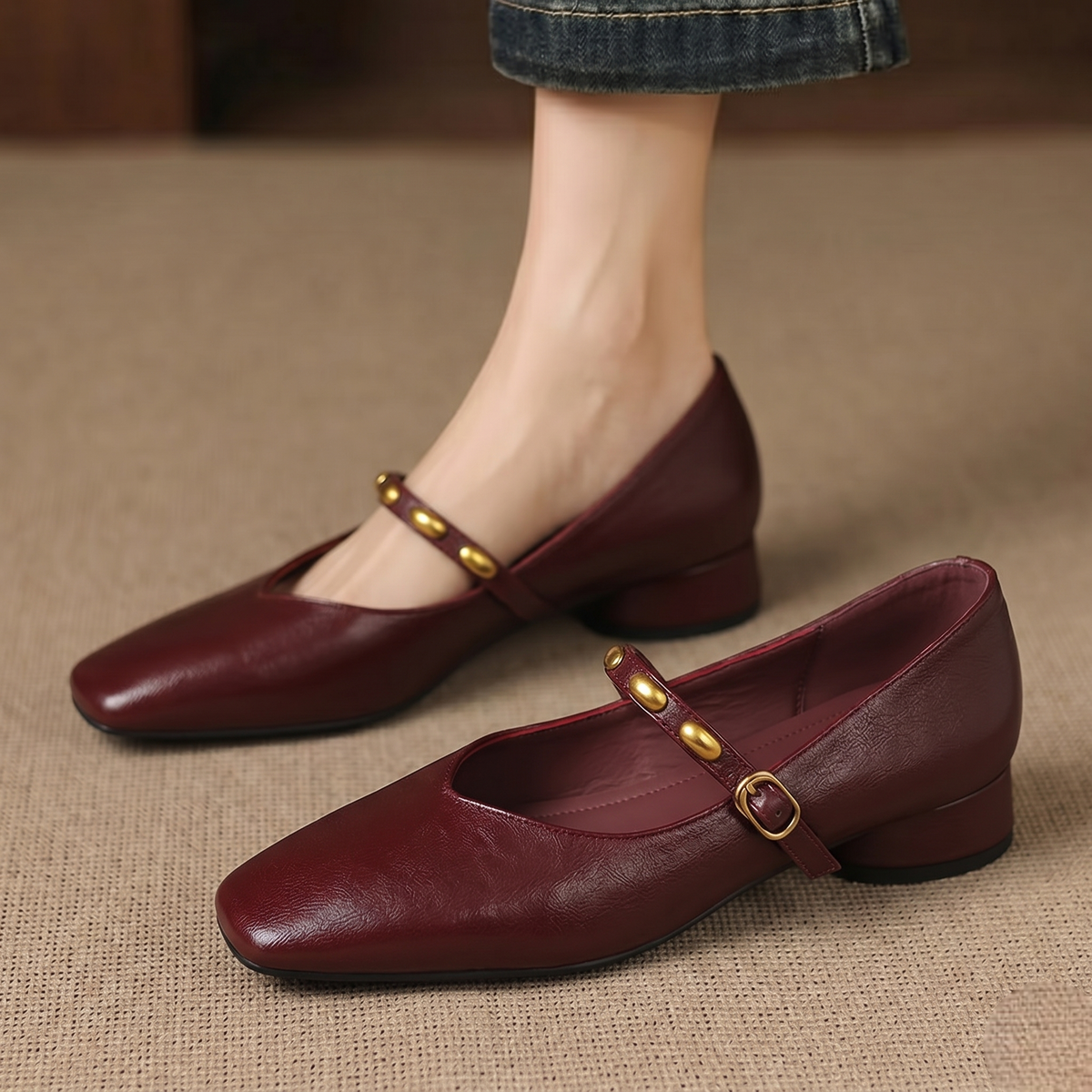 Zyra | Genuine Leather Mary Jane Flats