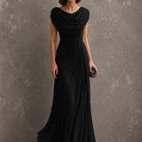 Jilliann | Draped Sleeveless Maxi Dress for Weddings and Formal Events