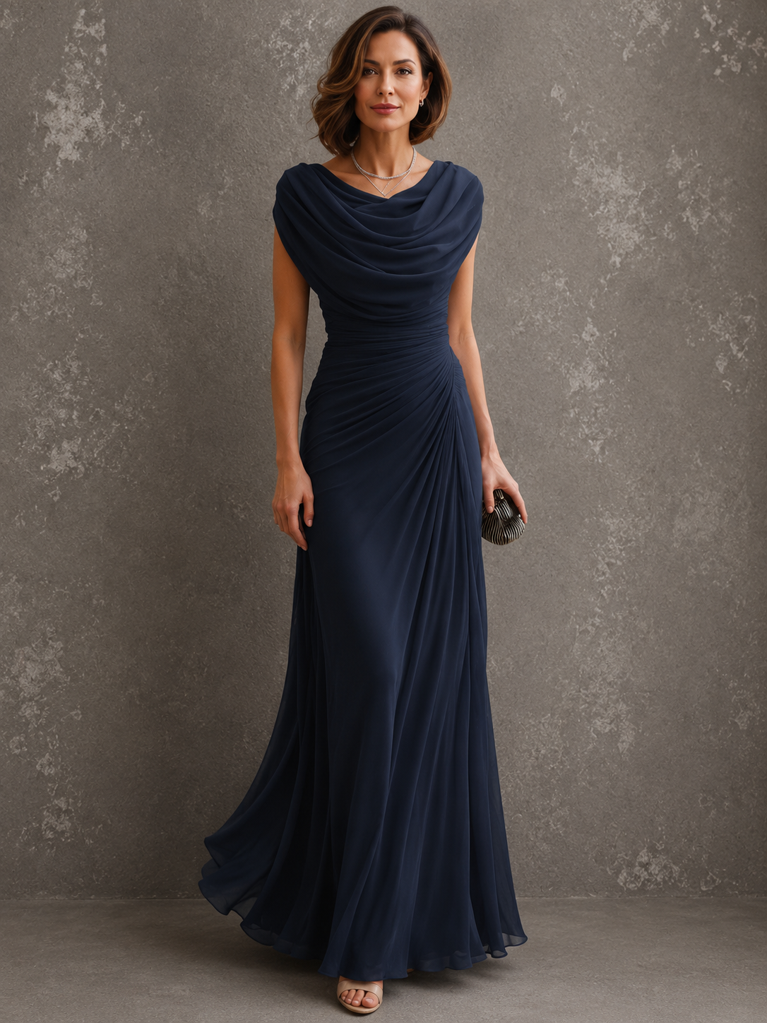 Jilliann | Draped Sleeveless Maxi Dress for Weddings and Formal Events
