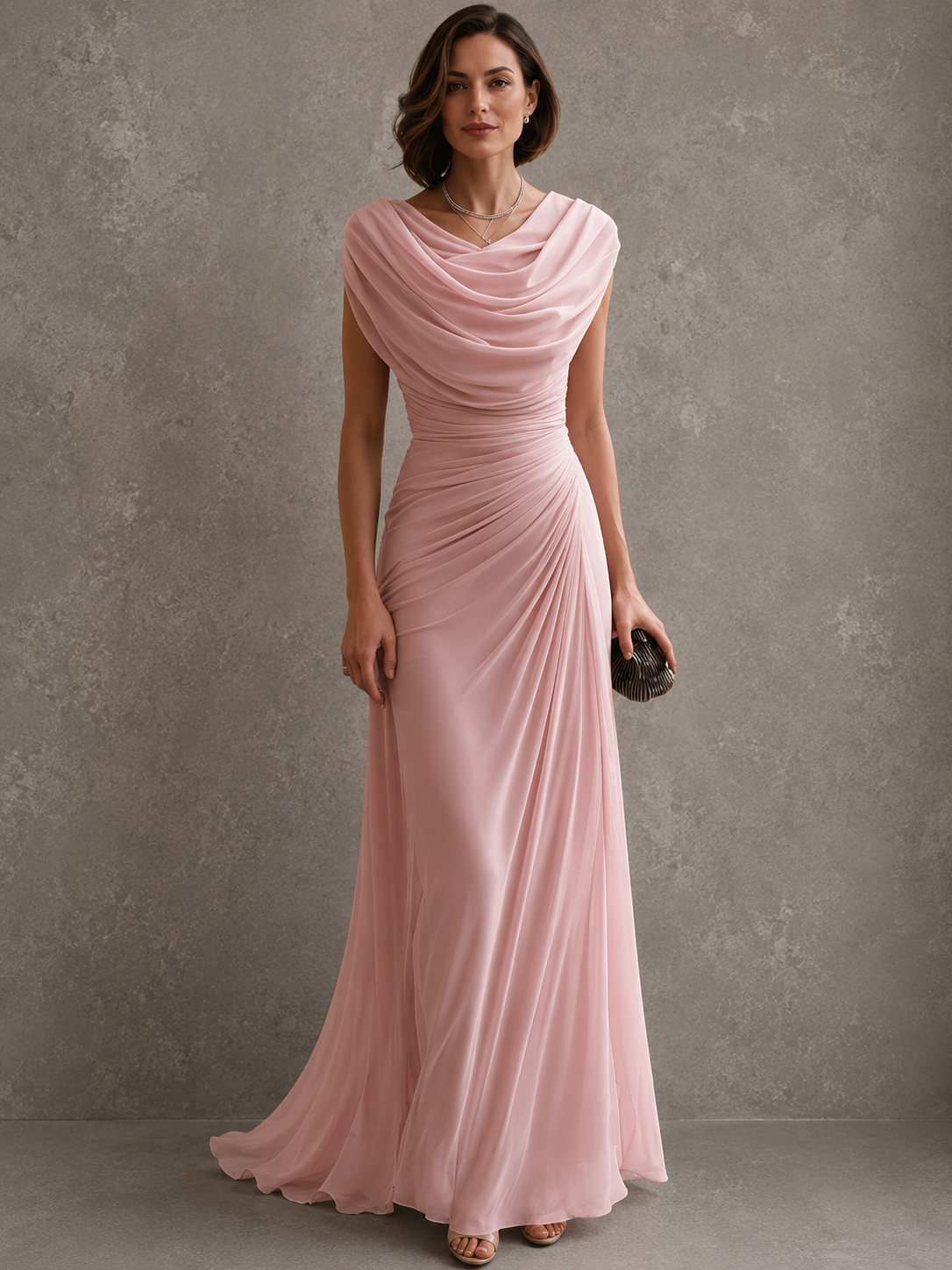 Jilliann | Sleeveless Draped Maxi Dress for Weddings and Formal Events